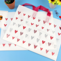 타포린 쇼핑 휴대용 장바구니 부직포 백 중형, 하트무늬 비닐쇼핑백 중형 1P
