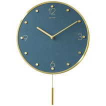 코스토프 유럽 거실 무소음 벽시계 고급 수입 대형 벽걸이시계, 블루 선형추