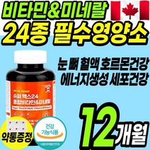 추천 캐나다 필수영양소 24종 종합 멀티 비타민 미네랄 영양성분 100% 이상함유 비타민 b d 항산화 신경 영양제 정 캡슐 여성 남성 실버 시니어 갱년기 에너지 눈 뼈 혈액 건강, 2통(12개월)