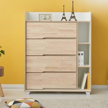 [1만원 즉시할인][바스포르] 편백나무원목 4단 1000 멀티수납 전도방지 서랍장, 내츄럴그레이