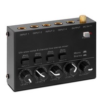 미니 스테레오 믹서 MAX400 울트라 로우 노이즈 4 채널 믹싱 콘솔 DC5V 일렉트릭 기타 드럼 피아노 용 전원 어댑터 포함, 01 EU plug, 01 EU plug
