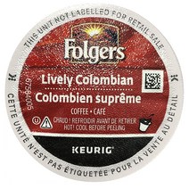 폴저스 Folgers Coffee 라이블리 콜롬비안 케이컵 싱글 컵 큐리그 브루어스 24개입, 1팩