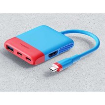 HAGIBIS 닌텐도 스위치 노트북 TV 모니터 확장 도크, (USB3.0 버전) 클래식 레드 블루 배색