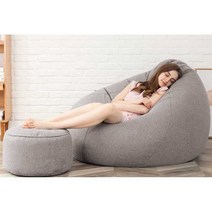 빈백 쿠션 마약 소파 1인 소파 안락 의자 원룸 거실, B 사파이어블루+풋스툴7.0KG 125x130