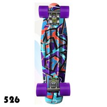 페니크루져보드27인치 페니보드 5615cm 어린이 청소년 물고기 미니 크루저 스케이트 pp 미끄럼 방지 스쿠터 별이 빛나는 복고풍 인쇄 스케이트, 526