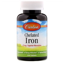 칼슨 랩스 킬레이트 아이론 철 27Mg Carlson Labs Chelated Iron 27 Mg Ci Ep 250정