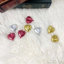 차렌시아 각진하트초 (3 color) 글리터 하트 생일초 파티초 생일 커플 기념일, 실버