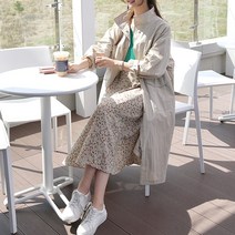 데일리앤 미네트 여성 오버핏 롱 바람막이 야상 점퍼 봄 가을