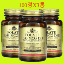 솔가 활성 엽산 임산부 800 mcg 100정 X3통, 800mcg, 100정 3통, 3개, 100개