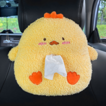 차량용 티슈박스 귀여운 오리 캐릭터 걸이용 차량용 티슈박스 예쁜 차내장식용품 대전녀, 노란색 치킨