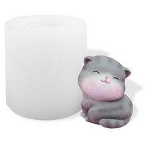 촛불 금형 두꺼운 3D 3 차원 고양이 캔들 실리콘 몰드 DIY 아로마 테라피 석고 비누 장식 (고양이 B), 보여진 바와 같이