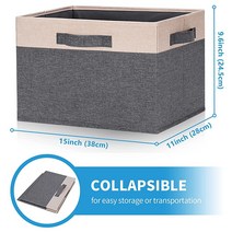 GhvyenntteS 패브릭 통 3개의 손잡이가 있는 선반용 대형 보관 바구니.. 정품보장, Large-6 Pack, Beige-6 Pack