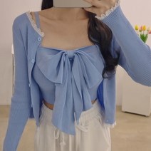 빅리본 크롭나시 가디건세트 3색