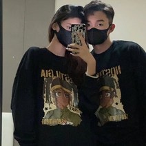 색다른 커플룩 맨투맨 봄가을표 고급스러움 앙증맞은 오버사이즈 맨투맨 발렌타인 선물