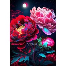 보석십자수 DIY 다이아몬드 페인팅 공작 새 백조 자수 판타지 꽃 모자이크 크로스 스티치 키트 수제 홈 인테리어, 30x40cm Round, KN2071