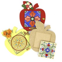 사과냄비받침 반제품 나무1 타일1 P-06-006, 1개+타일