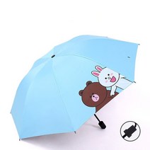 초경량 암막 거꾸로 일본 우양산 방풍 3 접는 우산 수동 여성용 비 태양 Uv 만화 소녀 크리 에이 티브 8 갈