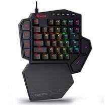 한손키보드 게임 웹툰 redragon k585 diti 한 손으로 rgb 기계식 용 42 키 블루 스위치 led 왼쪽 미니 키패드 모바일, 파란색 스위치, 01 Black