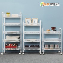 철제 이동식 트롤리 틈새선반 카트 3단/4단/5단, 01_이동식 메쉬선반 3단