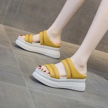 굽높은 키높이 슬리퍼 웨지 실내화 쿠션 발편한 여름 푹신한 통굽 여성 바캉스
