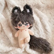 20cm 무속성 솜인형 리나벨 블랙 앤 화이트 긴꼬리 큰귀 여우 캐릭터 아이 생일 선물 애착 인형, B.인형+꼬리골격, 20cmcm