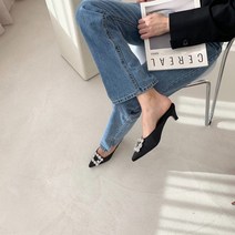 5센티 비비에 새틴 큐빅 보석 슬리퍼 뮬