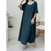 픽앤피크 빅사이즈 오버사이즈 쿨 배색 반팔 원피스 (66-100)