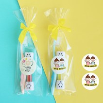 어린이 칫솔 답례품+ 스티커 + 입학 생일 선물 유치원 어린이집 구디백 초등학교 행사 단체, 파스텔칫솔A세트(여아), 15.입학1