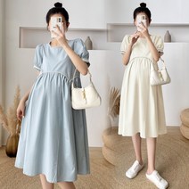 봄/여름 빅 사이즈 임산부 원피스 임부복 블루컬러/크림