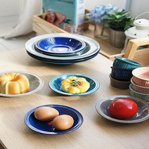 남친 자취 선물 블루 도자기 그릇 앞접시 신혼부부, 대 진블루