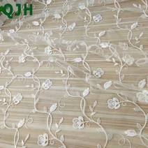 레이스원단 치마 밑단 플라워 쉬폰 꽃 면레이스 패브릭 1 야드 120cm 부드러운 흰색 꽃 실크 직물 수 guipure 얇은 명주 그물 웨딩 드레스, 하얀색