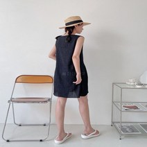 여자 여름 브이넥 지지미 롱 원피스