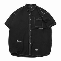 SJW 남성 반팔 셔츠 남방 스티치 카라 오버핏 상의 봄 여름 빅사이즈 M~8XL