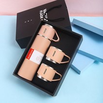 304 더블 스테인레스 스틸 진공 플라스크 선물 세트 보온병 병 절연 여행 출장 자동차 물병 남성용, 500 미리리터, 10 pink gift box