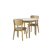 까사미아 카르네 세라믹 형식탁 2인세트 1000 내추럴_가죽체어2EA, 원형테이블 + 가죽체어 2EA -내