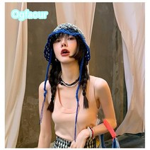 Ogfaour 수제 코바늘 버킷햇 니트 펀칭 자외선 차단 버킷햇 A23030911