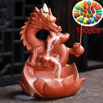향로 10pc 수제 도자기 세라믹 향 버너 홀더 역류 불교 장식 홈 아로마 테라피 선물, 19 With 100 incense