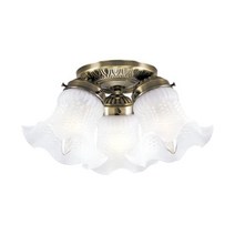 Westinghouse Lighting 6668600 3 라이트 플러시 마운트 내부 천장 고정 장치 반투명 러플 엣지 유리로 된 앤티크 황동 마감