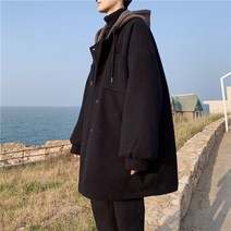 모직 코트 남 겨울 후드 양면 캐시미어 코트 커플 하프 가 겨울 남 남자패딩 남자숏패딩 패딩 겨울가켓아우터 패딩점퍼