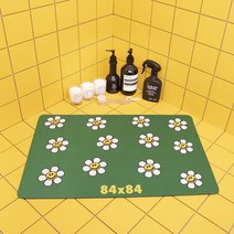 84x84 3세대 빨아쓰는 욕실 주방 규조토 발매트, 그린데이지