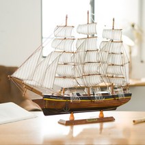 모형배 목범선 공예품 모형 보트 나무배 목선 장식품 항해 범선 장식품 수제 돛대 해적선, F우드(길이 57 cm  높이 48 cm)