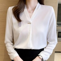 부드러운 소재 노카라 오피스 데일리 셔츠 블라우스