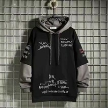 후드 봄 가을 일본 패션 그래픽 캐주얼 하라주쿠 의류 접합