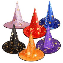 별무늬모자 마술사모자 할로윈데이모자 마녀모자, 빨강