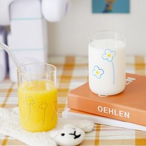 심플 블루플라워 드로잉 유리컵 300ml, A타입