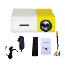 빔프로젝터 플레이어 salange mini yg300 pro led 지원 미니 홈시어터, 노란색 영국 플러그
