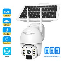 EVKVO 3 메가픽셀 실내/실외 3G/4G SIM 카드 태양 패널 배터리포함 유형 IP66 방수 PTZ CCTV 카메라 가정용, 128GB Card, WiFi Version