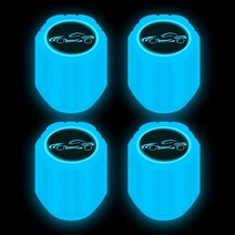 자동차 휠캡자동차 로고 야광 밸브 캡 바이크 오토바이 자전거 타이어 야간 발광 장식 범용 방진 노즐 커버, 03 4pcs blue with logo, 03 4pcs blue with logo