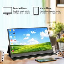 4K 휴대용 모니터 15.6 IPS HDR FHD 스크린 USB C HDMI 모바일 게임 익스텐더 컴퓨터 노트북 10 포인트 터치 디스플레이, [01] 15.6 Inch 4K TOUCH, [04] 미국 플매트 카펫 러그, 04 미국 플러그