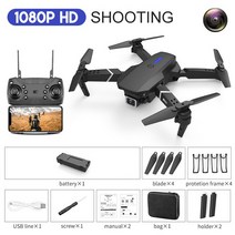촬영드론KBDFA 높이 고정 카메라가 있는 접이식 쿼드콥터 RC 드론 헬리콥터 4K HD WiFi FPV 1080P E88, 07 black-1080P-1 C-1B